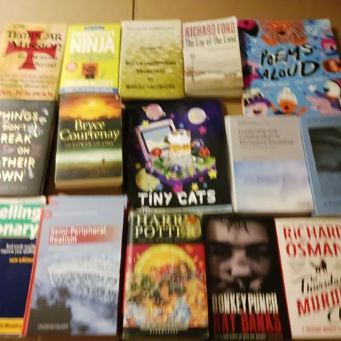 LARGE QUANTITY OF ASSORTED BOOKS TO INCLUDE THE TEMPLAR MISSION, PRODUCTIVITY NINJA AND HARRY POTTER