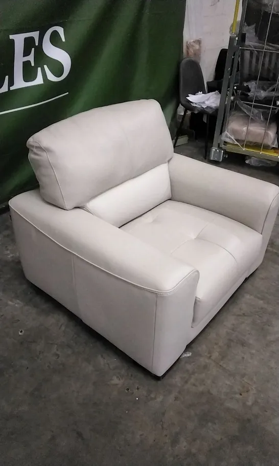 QUALITY ITALIAN DESIGNER MARCOS WHITE GREY LEATHER ARMCHAIR