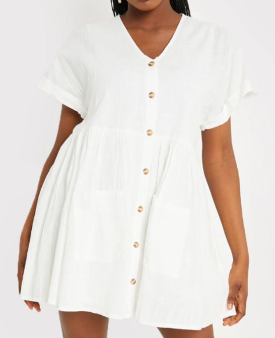 5 X BRAND NEW IN THE STYLE STACEY SOLOMON WHITE LINEN LOOK SMOCK DRESS - SIZE 10