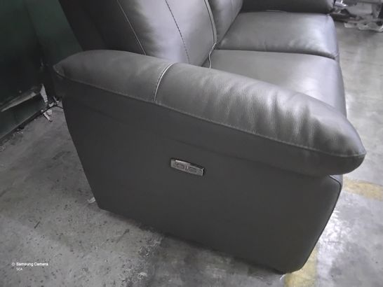 DESIGNER POWER RECLINING TWO SEATER SOFA GREY LEATHER 