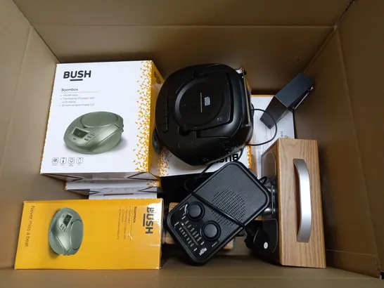 BOX OF APPROX 7 ASSORTED BUSH ITEMS TO INCLUDE - BOOMBOX , DAB/FM BLUETOOTH RADIO , PORTABLE CD PLAYER ETC