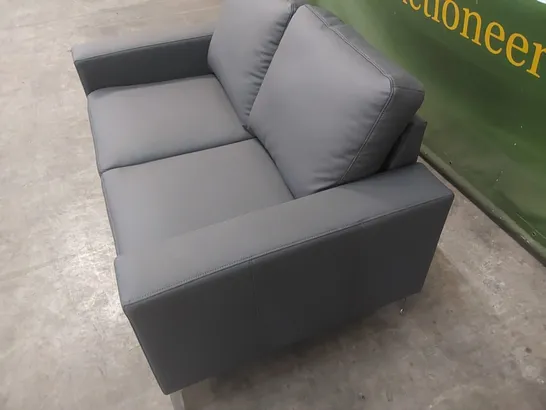 BALTIMORE 2 SEATER GREY LEATHER UPHOLSTERED SOFA