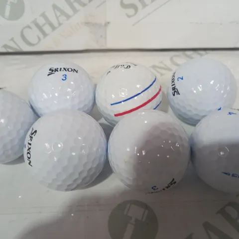 BOX OF APPROXIMATELY 20 ASSORTED GOLF BALLS TO INCLUDE SRIXON, CALLAWAY, ETC