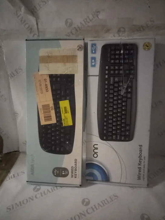 GROUP OF 2 BOXED ONN AND ASDA TECH WIRED KEYBOARDS