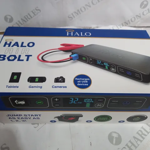 HALO BOLT AIR CAR JUMP STARTER/AIR PUMP/5K MAH PORTABLE CHARGER