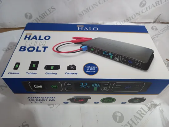 HALO BOLT AIR CAR JUMP STARTER/AIR PUMP/5K MAH PORTABLE CHARGER