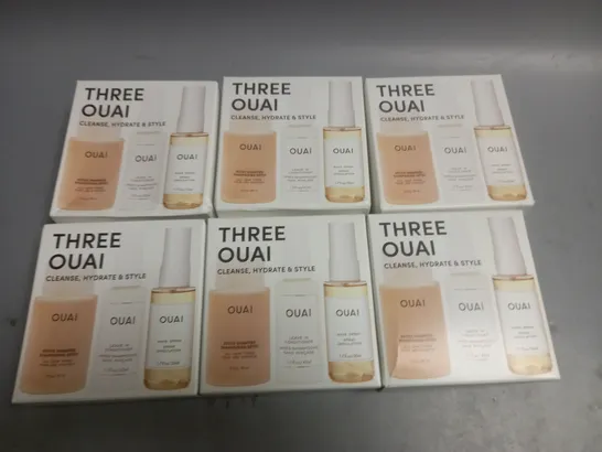 LOT OF 6 THREE OUAI CLEANSE, HYDRATE AND STYLE HAIR CARE SETS