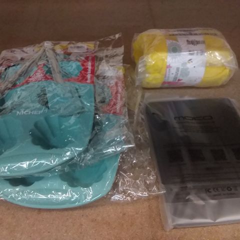 BOX OF ASSORTED HOMEWARE ITEMS TO INCLUDE TABLET CASES, BAKING KITS, THROW BLANKETS ETC