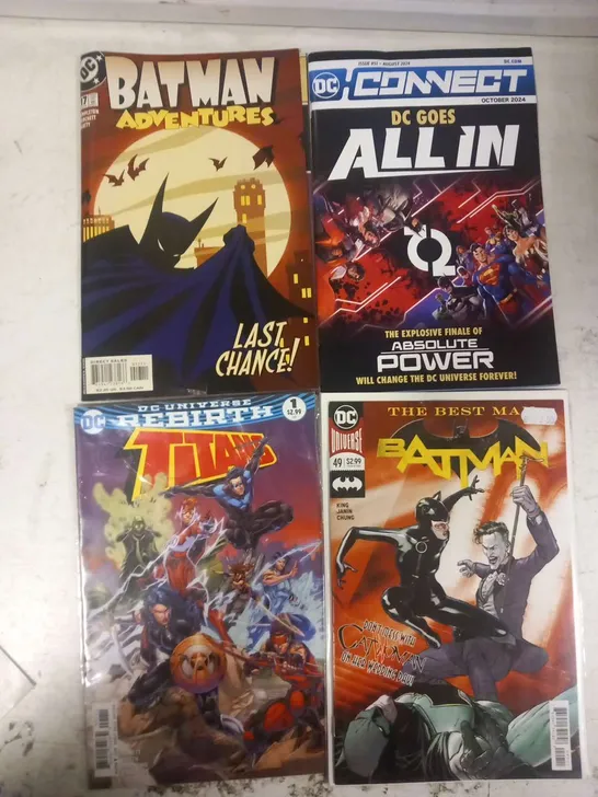 TEN ASSORTED DC COMICS TO INCLUDE; BATMAN, DC GOES ALL IN, GOTHAM ACADEMY, THE JOKER AND LIL GOTHAM