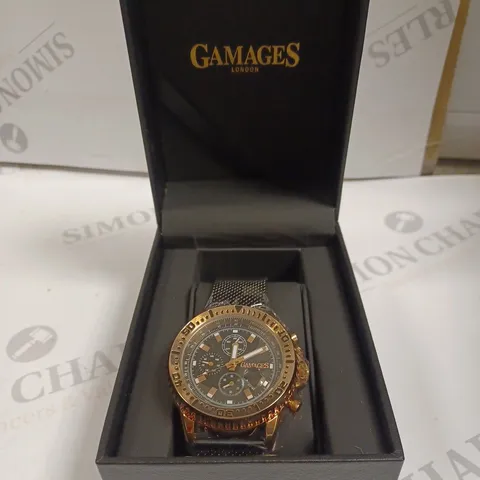 GAMAGES DOMINANCE TWO TONE BLACK DIAL WATCH 