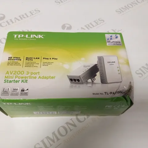 BOXED TP-LINK AV200 3 PORT MINI POWERLINE ADAPTER STARTER KIT