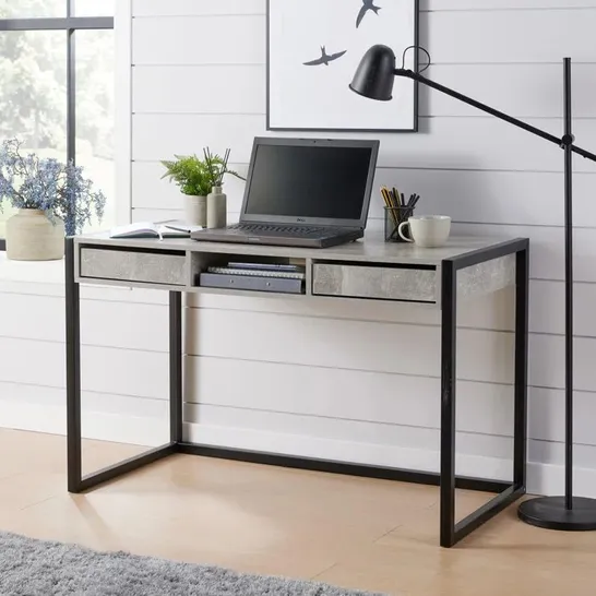 BOXED KRAUL 120CM W RECTANGULAR COMPUTER DESK IN CONCRETE (1 BOX)