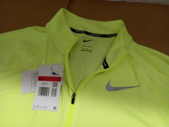 NIKE RUNNING FLUO YELLOW HALF ZIP TOP - L