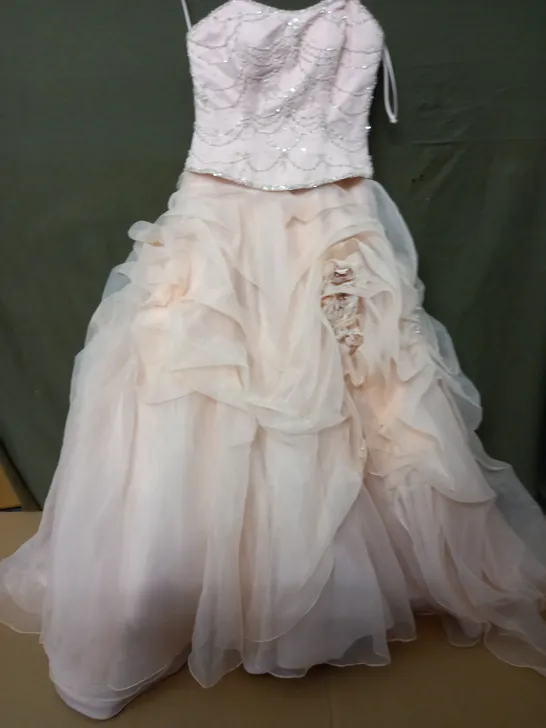 RONALD JOYCE PINK EMBELLISHED WEDDING DRESS - UK 12