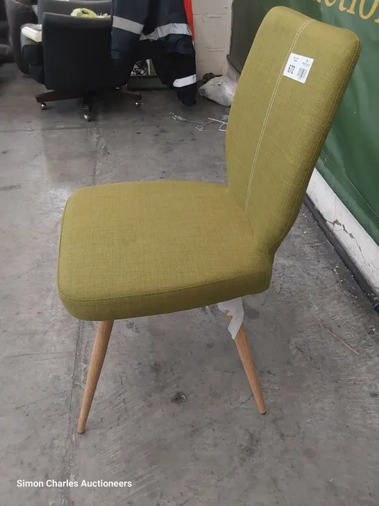 DESIGNER ENKA UPHOLSTERED DINING CHAIR OLIVE GREEN FABRIC WOOD EFFECT LEGS