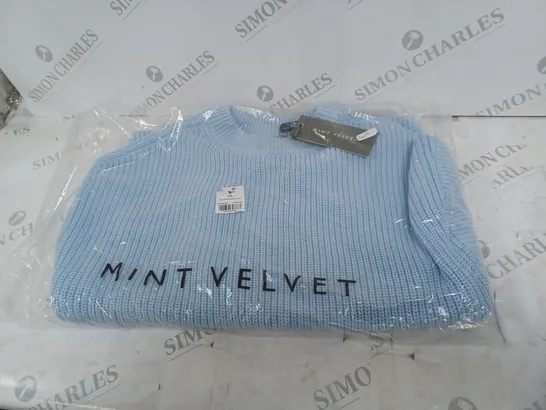 MINT VELVET BLUE KNITTED JUMPER SIZE SMALL 