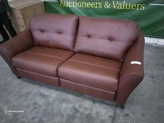 QUALITY BRITISH DESIGNED & MANUFACTURED G PLAN HATTON FORMAL BACK 3 SEATER CAMBRIDGE CONKER LEATHER