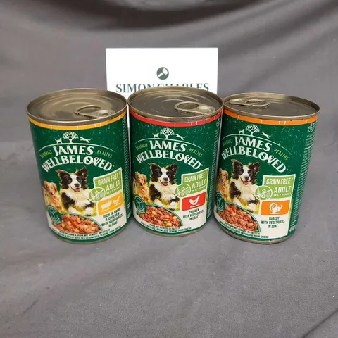 12 CANS OF JAMES WELLBELOVED 400G DOG FOOD