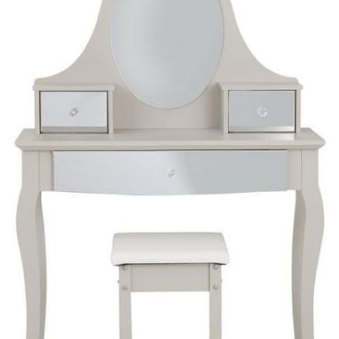 SANDY MIRROR DRESSING TABLE AND STOOL (GREY)