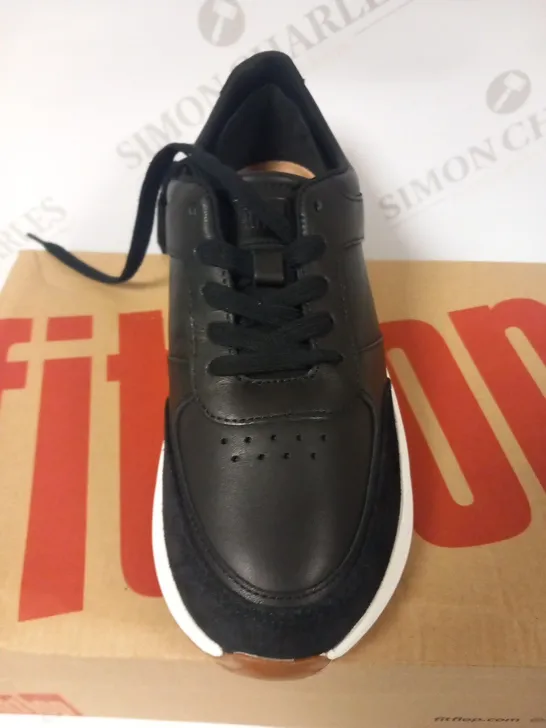 BOXED FITFLOP F MODE LEATHER/SUEDE FLATFORM SNEAKERS SIZE 4