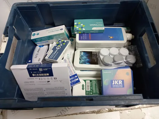 BOX TO CONTAIN APPROX. 25 X ASSORTED VISION CARE PRODUCTS. INCLUDES PACKS OF CONTACT LENSES, CONTACT LENSE CLEANING SOLUTION ETC. BRANDS VARY - COLLECTION ONLY