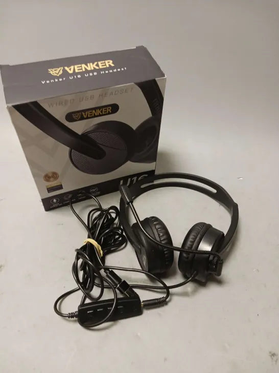 VENKER U16 WIRED USB HEADSET BLACK