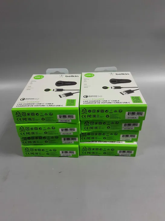 8 X BOXED BELKIN BOOST CHARGE 18W USB C CAR CHARGERS	