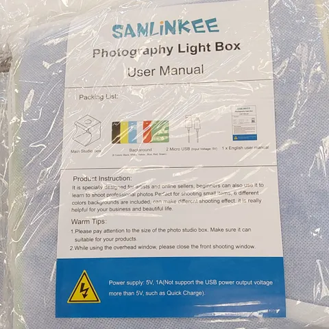 BOX TO CONTAIN APPROX 40 X SANLINKEE PHOTOGRAPHY LIGHT BOXES 