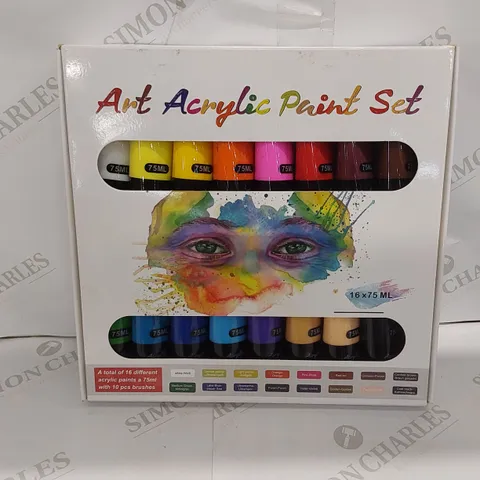 5 X BOXED ART ACRYLIC PAINT SETS - 16 X 75ml PAINT TUBES PER BOX