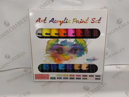 5 X BOXED ART ACRYLIC PAINT SETS - 16 X 75ml PAINT TUBES PER BOX