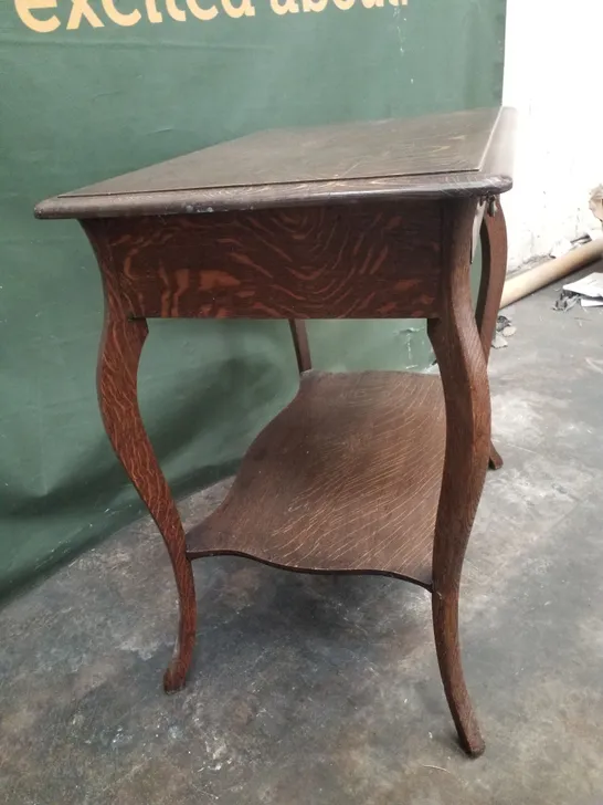 ANTIQUE OAK-VENEER 1-DRAWER SIDE TABLE 