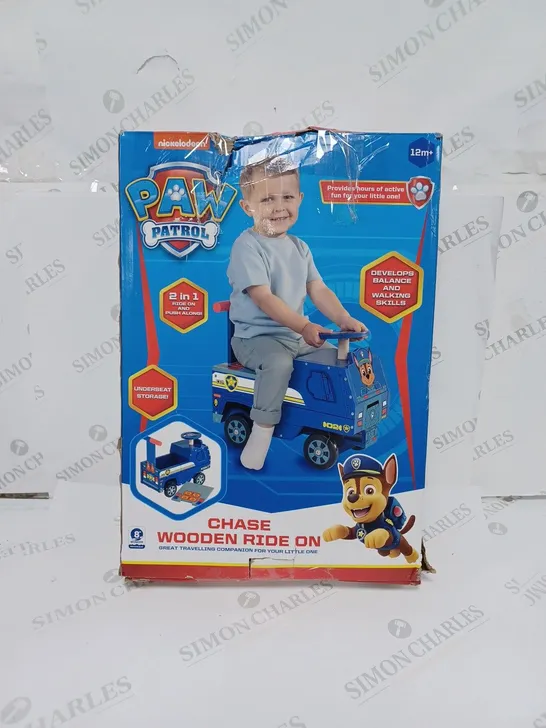 BOXED NICKELODEON PAW PATROL CHASE WOODEN RIDE ON