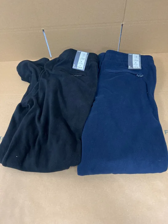 LOT OF TWO M&S REGULAR STRAIGHT LEG FLEECE PANTS IN NAVY/BLACK SIZE MEDIUM