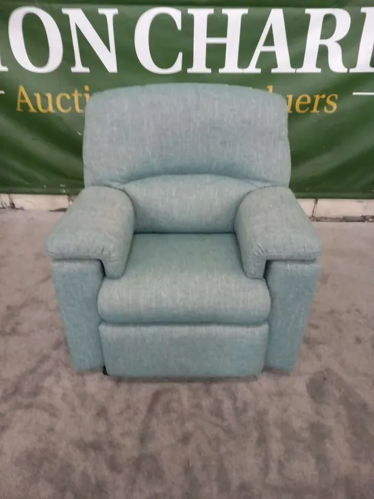 DESIGNER G PLAN CHLOE DAPPLE OCEAN FABRIC ELECTRIC RECLINING ARMCHAIR