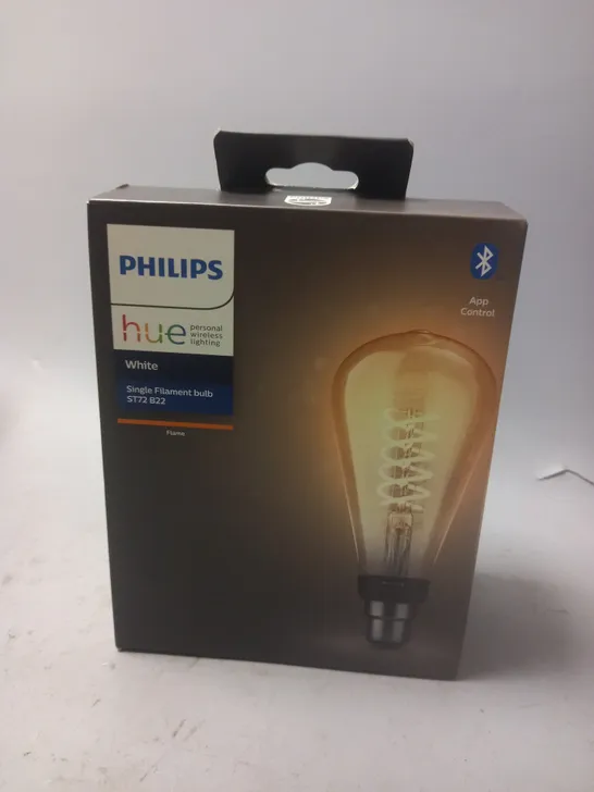 BOXED PHILIPS HUE WHITE SINGLE FILAMENT BULB ST72 B22