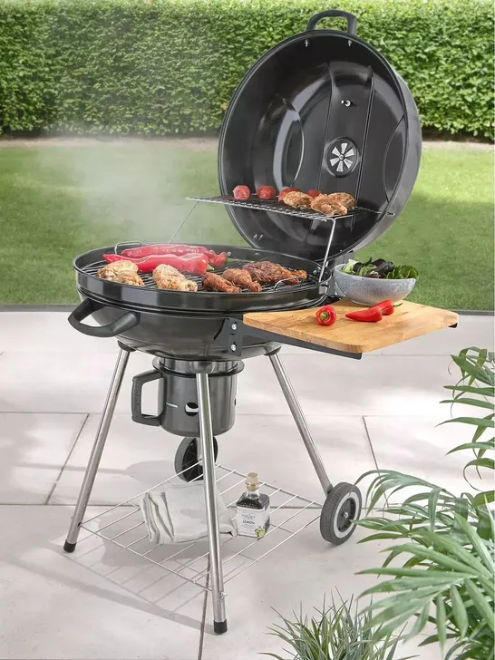 22 INCH KETTLE GRILL CHARCOAL BBQ WITH SIDE TABLE - COLLECTION ONLY