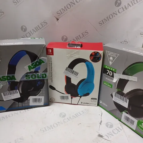 APPROXIMATELY 25 BOXED HEADSETS TO INCLUDE TURTLE BEACH RECON 70, TURTLE BEACH RECON 50P, PDP NINTENDO SWITCH HEADSET, ETC