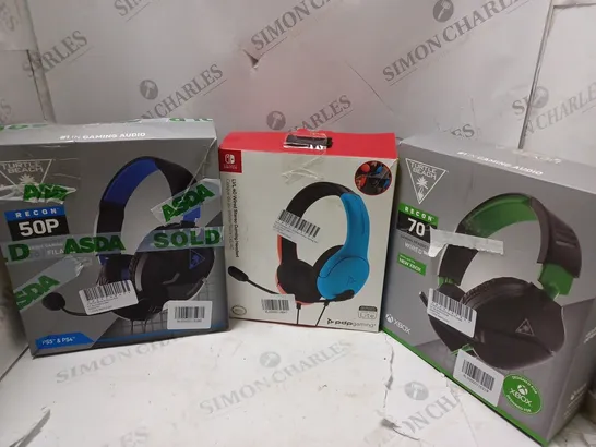 APPROXIMATELY 25 BOXED HEADSETS TO INCLUDE TURTLE BEACH RECON 70, TURTLE BEACH RECON 50P, PDP NINTENDO SWITCH HEADSET, ETC