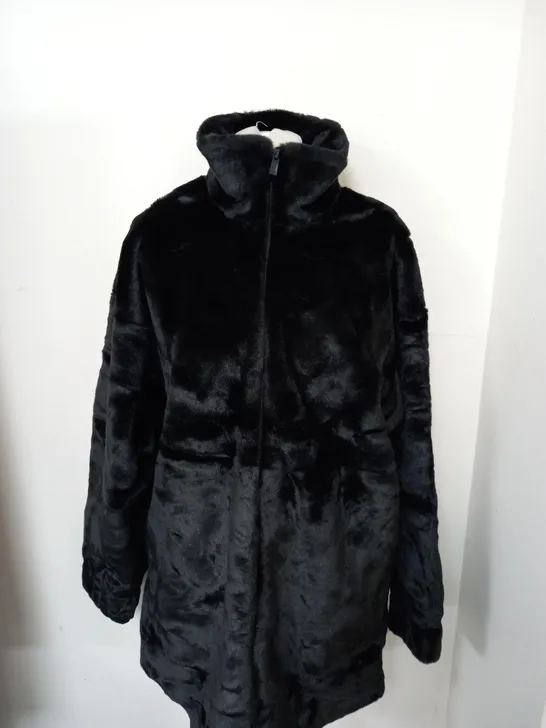 ADIDAS FAUX FUR JACKET IN BACK NOIR SIZE S 