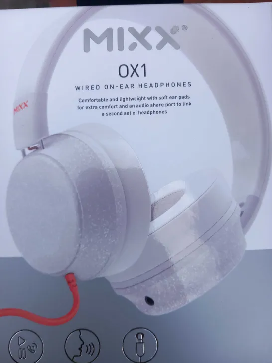 CAGE OF APPROXIMATELY 144 PAIRS OF BRAND NEW BOXED MIXX 0X1 WIRED ON-EAR HEADPHONES