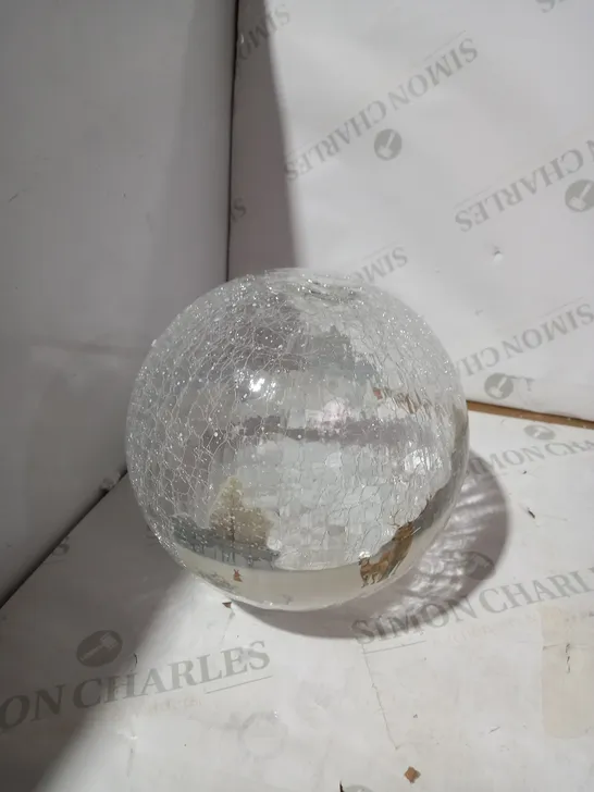 FESTIVE PRE-LIT SCENIC CRACKLE GLASS SPHERE