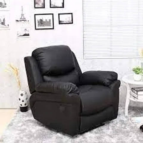 BOXED MADISON BLACK FAUX LEATHER POWER RECLINING ARMCHAIR (1 BOX)