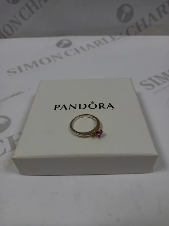 PANDORA PINK STONE 'YOU & ME' RING