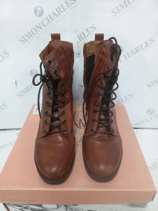 BOXED MODA IN PELLE BEZZIE TAN LEATHER BOOTS SIZE 7