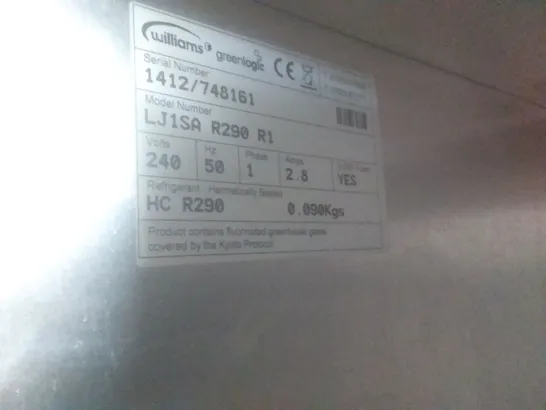 WILLIAMS LJ1SA R290 R1 UPRIGHT FREEZER - L740 X W820 X H1960MM