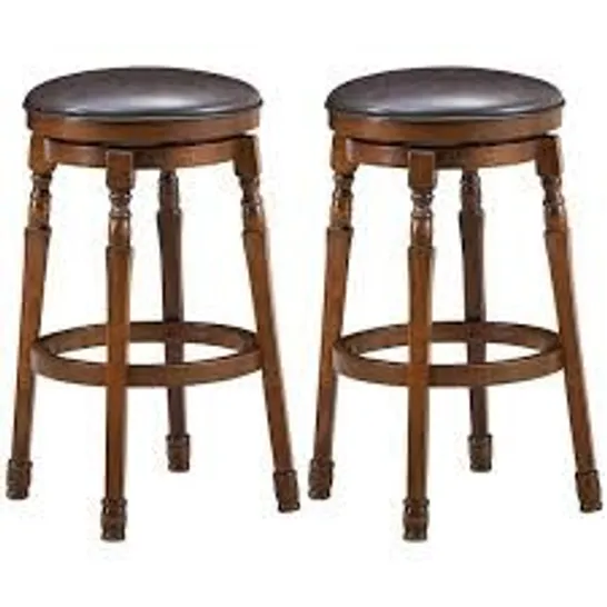 BOXED COSTWAY SET OF 2 BAR STOOLS KITCHEN COUNTER HEIGHT PUB CHAIR 360 SWIVEL 62cm TALL