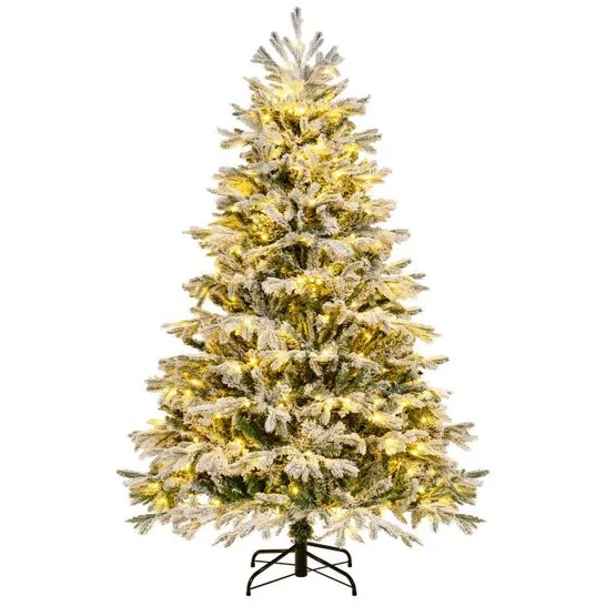 BOXED COSTWAY PRE-LIT ARTIFICIAL CHRISTMAS TREE WITH PE PVC BRANCH TIPS AND WARM WHITE LED LIGHTS-6 FT