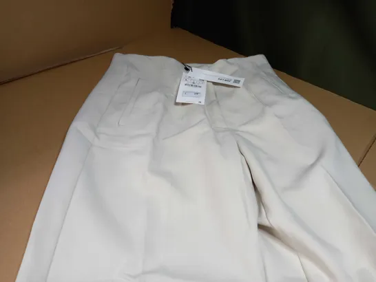 ZARA CREAM FITTED SUIT TROUSERS - LARGE