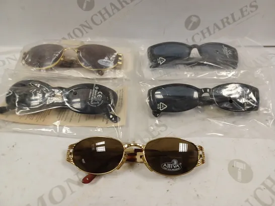 BOX OF APPROX 5 PAIRS OF ASSORTED SUNGLASSES 