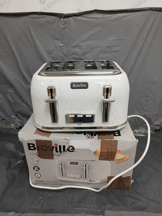 BOXED BREVILLE CURVE COLLECTION 4 SLICE TOASTER IN WHITE GLOSS